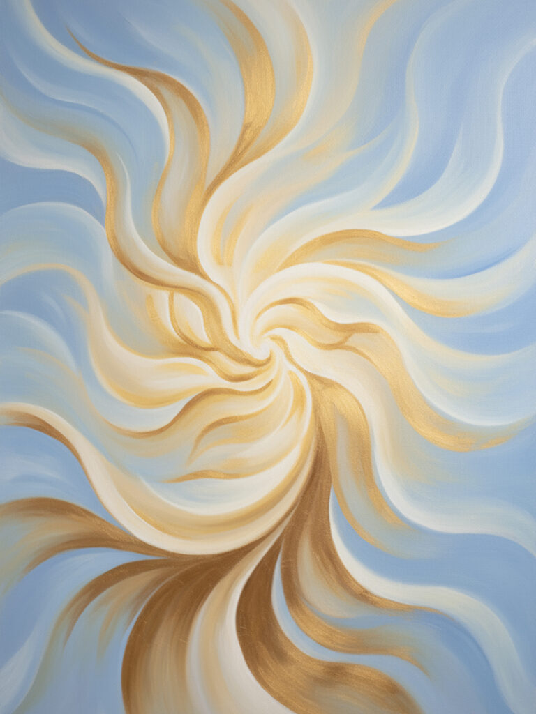 Streams of radiant sky-light woven through the horizon like threads of memory